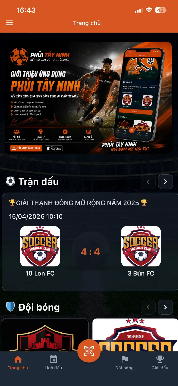 Trang chủ tổng hợp trận đấu và đội bóng